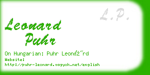 leonard puhr business card